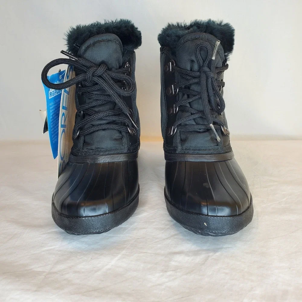 NWT VTG SOREL KAUFMAN Canadian WOMENS 5 BLACK INSULATED WATERPROOF WINTER BOOTS